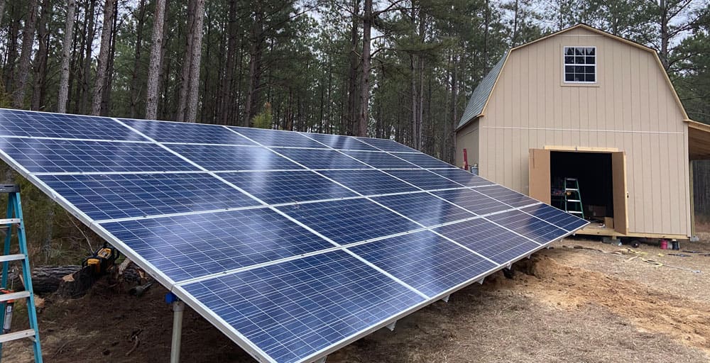 Example: ground-mount solar array beside a barn
